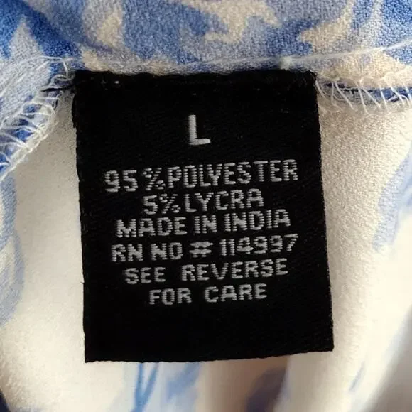 Tolani Collection Blue & White Geometric-Print Ruffle Trim Flowy Babydoll Dress - Picture 10 of 13